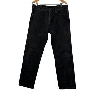 Levis 505 Jeans Mens 38x32 Regular Fit Black Denim Pants Classic‎ Casual